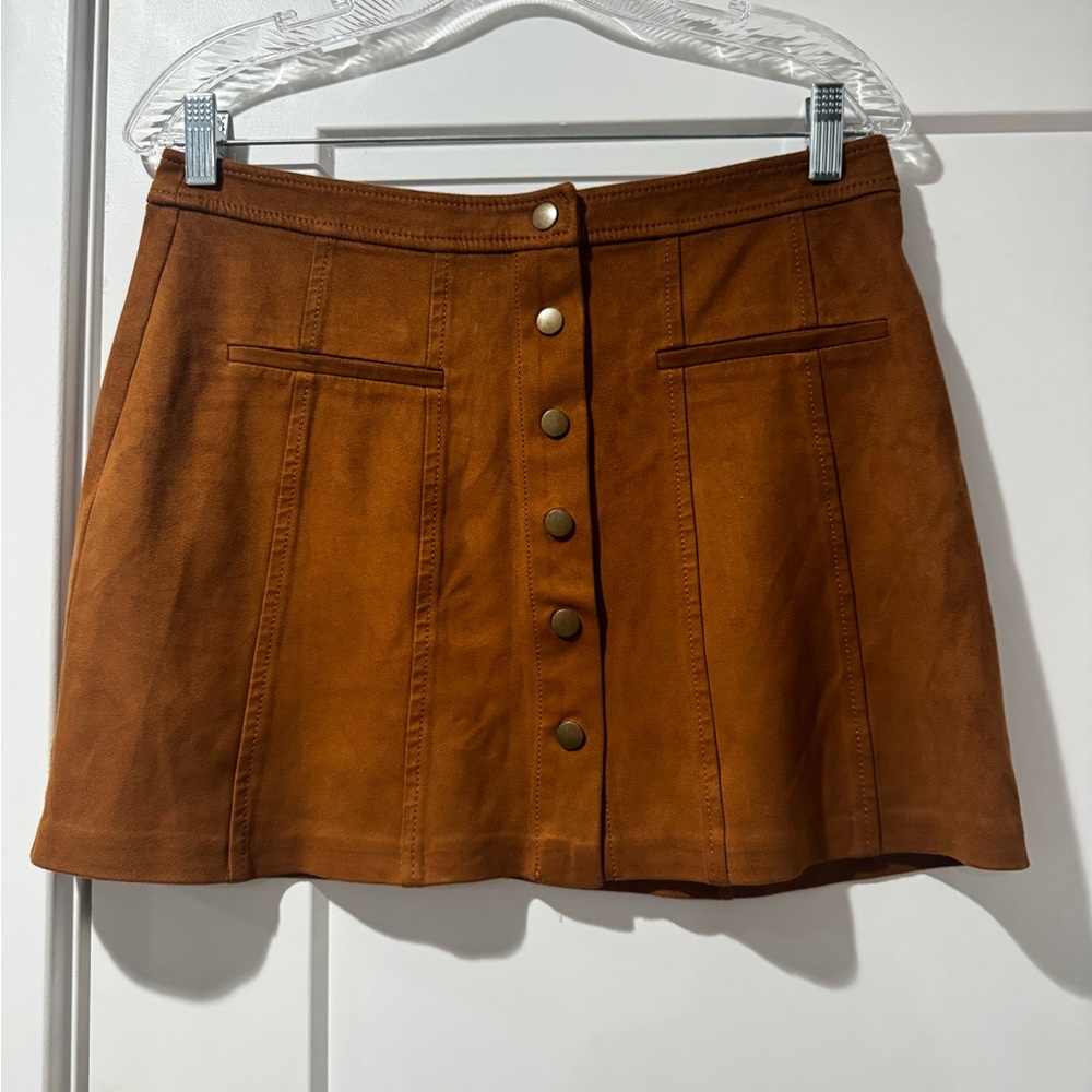 Zara Tan Button-Front Mini Skirt